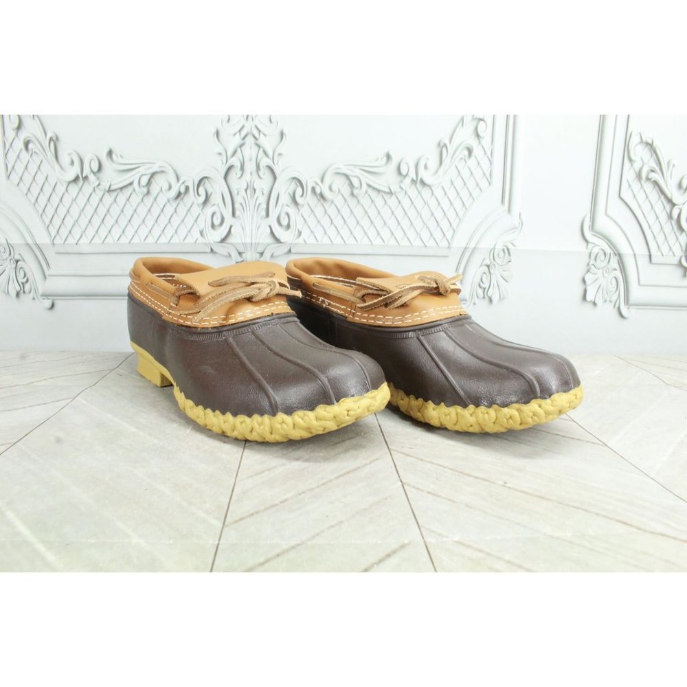 LL Bean Brown Leather Rubber Moc Gum Shoe Low Top Ankle Boots 8 M - Picture 3 of 10